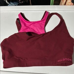 Peloton Maroon and Pink Sports Bra